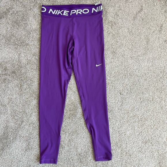 Nike Pro 365 Women's High Waisted Mesh Panel 7/8 Leggings Size Medium Purple - Picture 1 of 16